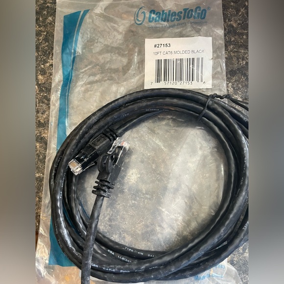 2 PACKS- NEW CABLES | CAT6 Ethernet Cable | Black, 10FT | UTP, 10GBPS - Picture 3 of 5
